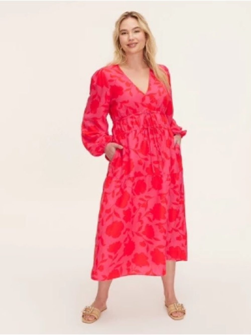 kate spade new york x Target Classic Rose Linen Long Sleeve Maxi Dress